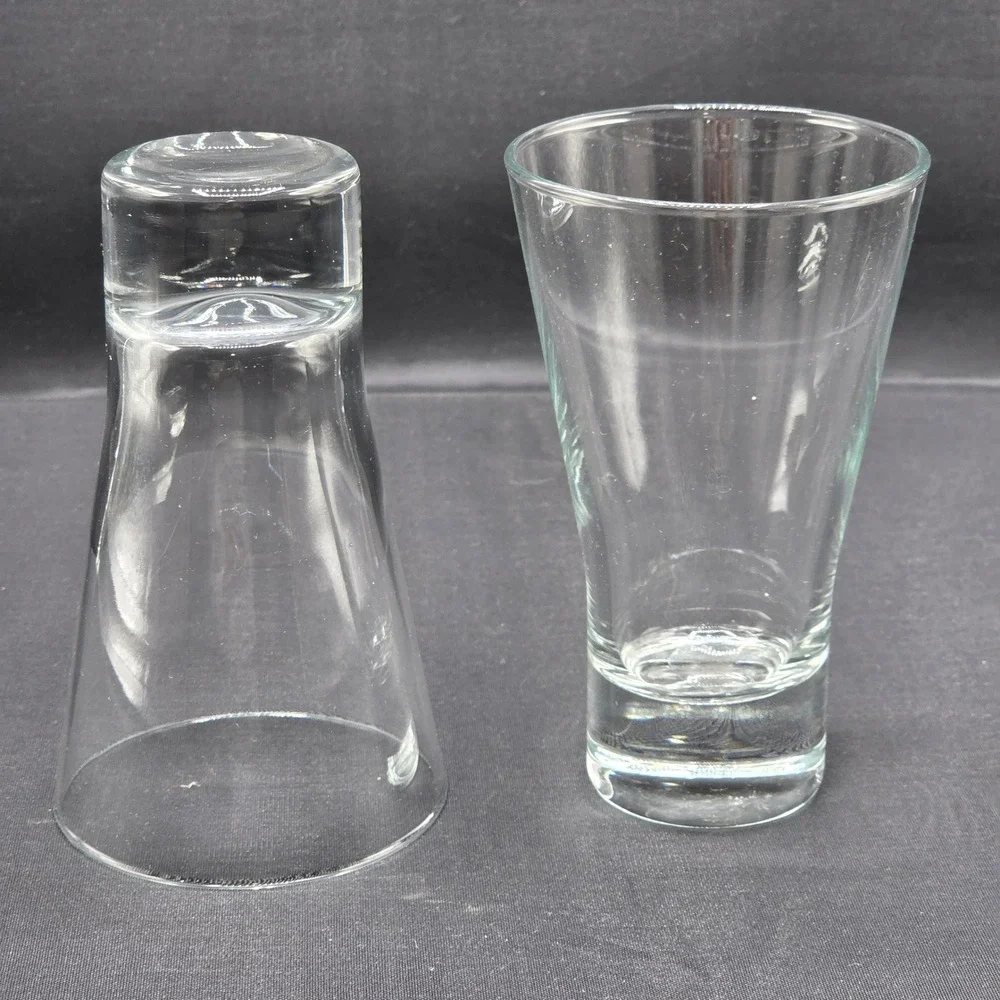 Set of 2 Clear Glass Shot Glasses Weighted Base Tapered Design Barware 5
